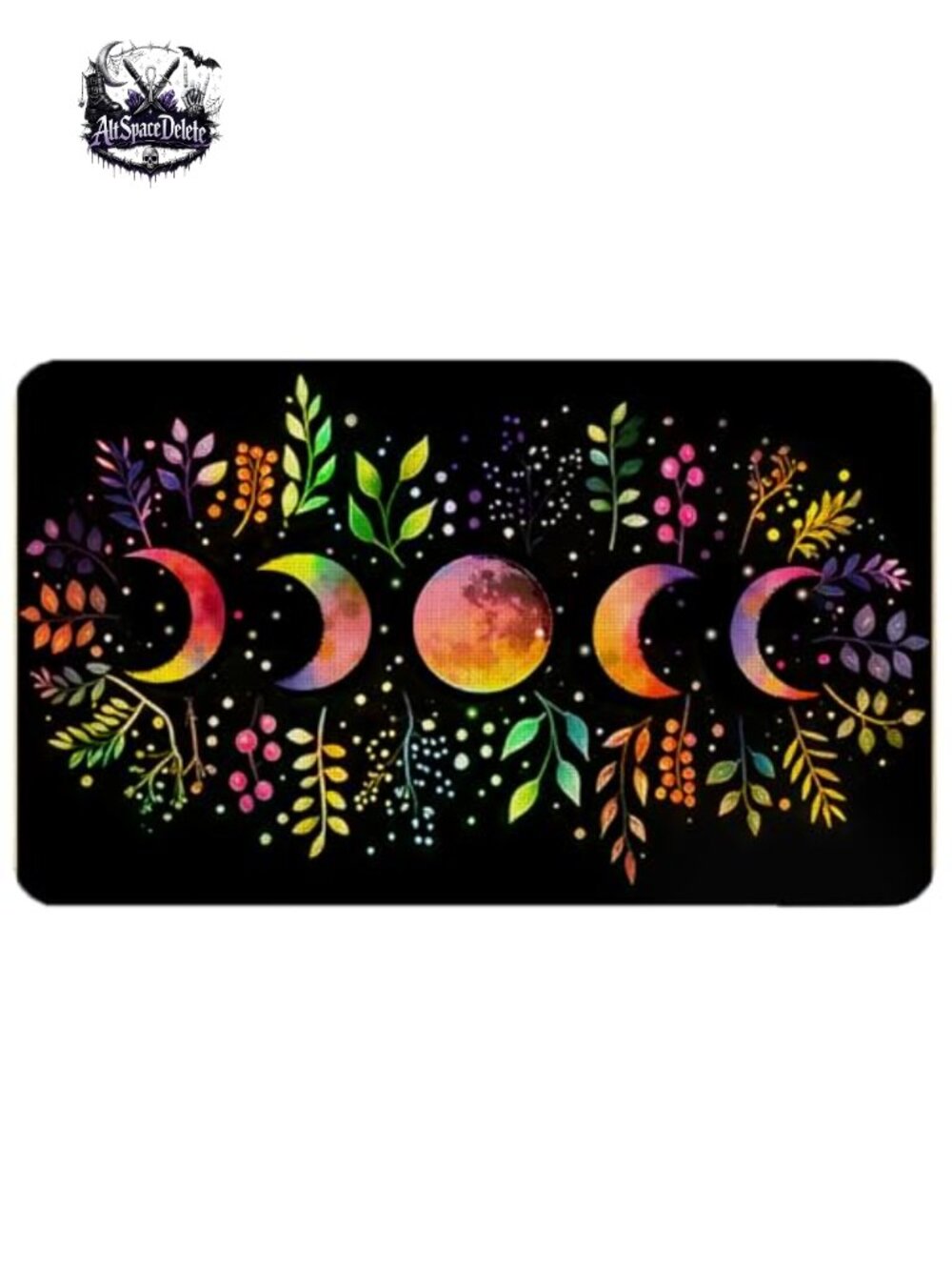 Boho Moon Phase Door Mat 17x30 Linen Rubber Backing Indoor Outdoor